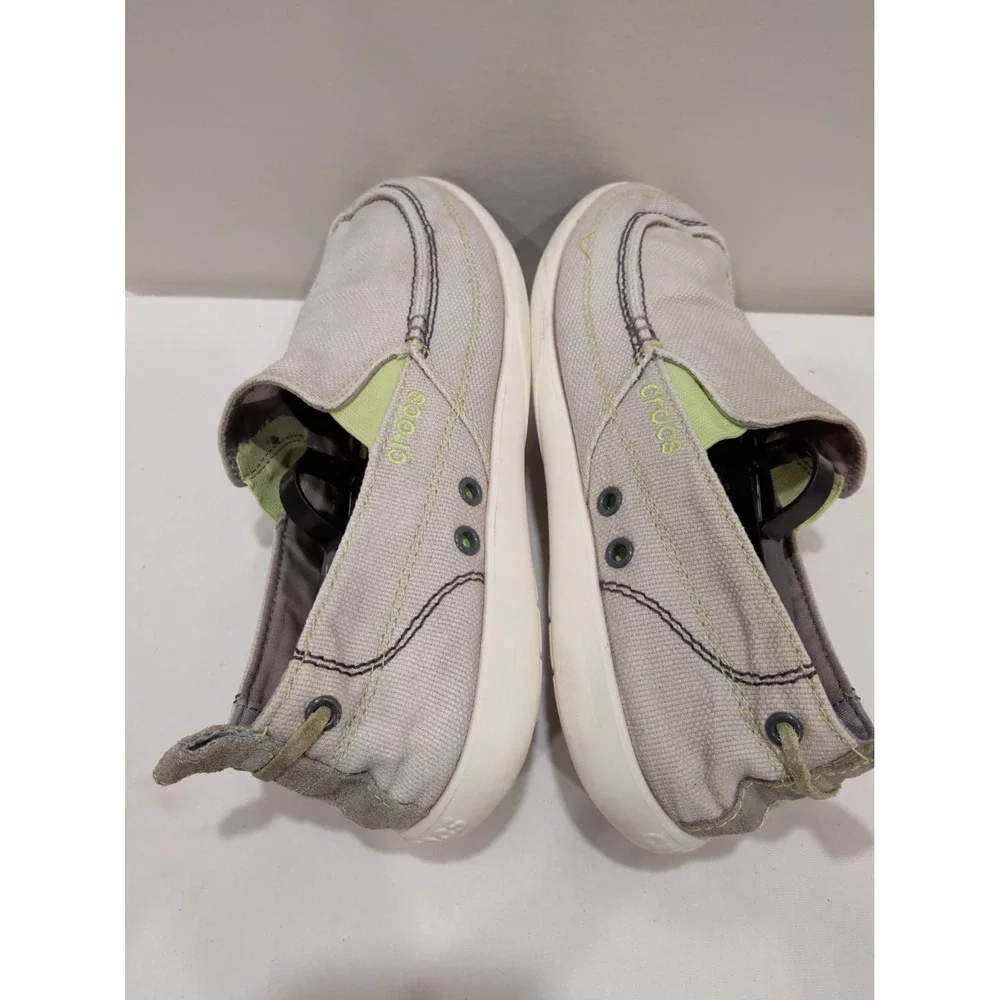 Crocs Walu Mens Light Gray Canvas Slip On Loafer Comfort Casual Shoes 9 11270